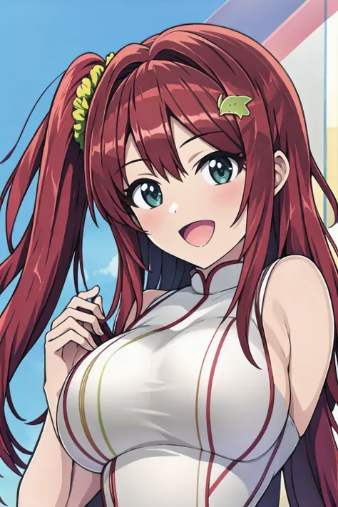 anime style, best quality, high quality, detailed face, detailed eyes, 
sakimiya iruka, sakimiyairuka, sakimiya iruka, sakimiyairuka, Sakimiya enters China, 
独奏, 独奏 focus, side ponytail, 
large breasts, 