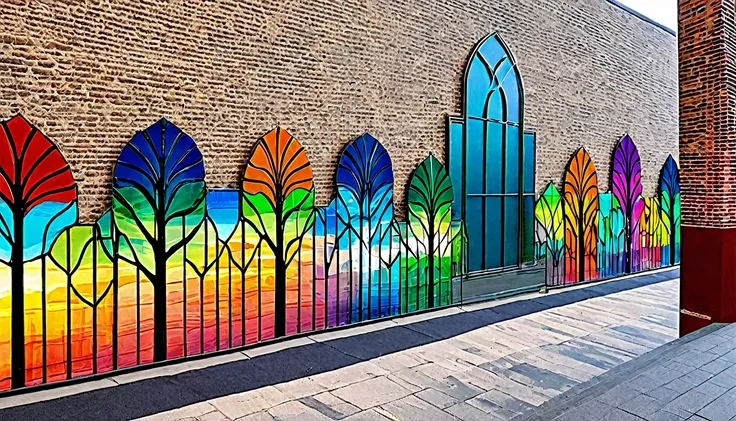 A SCENERY MADE WITH COLORFUL METAL