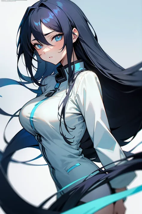 one，Black long hair，Dissemination，Light blue pupils，Big breasts，Humanity，gentle，Azur route style，Casual wear