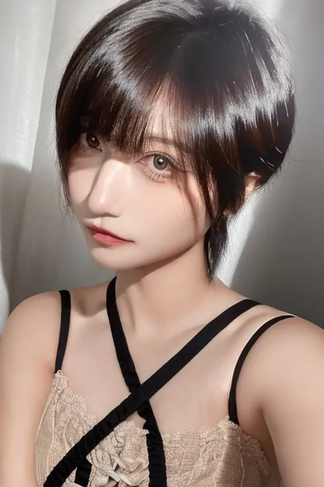 30-year-old woman, Gal Makeup、Bust is 102cm, Brown Hair,  The eyes are large、Small mouth、Realistic Face、 In underwear、 Shaved、Full body image、Breasts exposed、High resolution