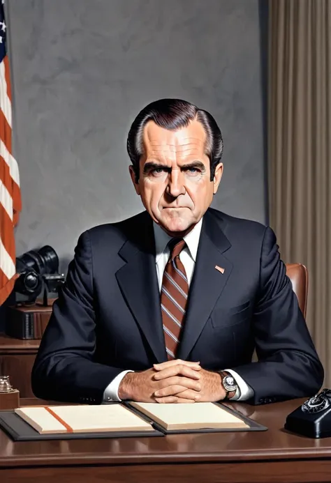 1974 - Watergate Scandal: President Nixon gives a television address、He announced his resignation at noon on the following day, the 9th, and that Vice President Ford would be promoted to President.