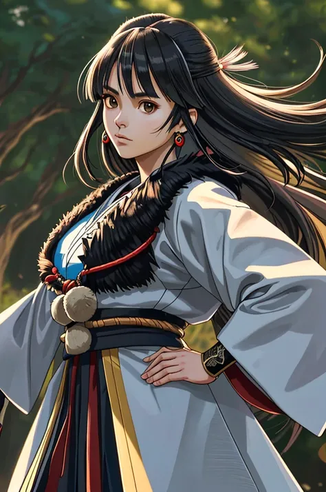 Highest quality，High resolution，((Ainu people)) ，One person，（bow），（fur_coat），woman，One personで，（Nakoruru），strongest，Anime Style，(Limbs)，(Full Finger)，(Accurate fingertips), (The finer details), (Super detailed)，4K，(high resolution)，whole body, (Front angle...