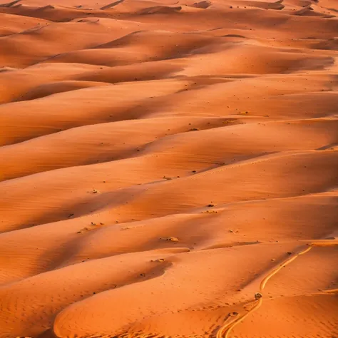 a vast landscape of a huge desert, in the foreground we have large and beautiful sand dunes, the sand is too fine, the colors of...