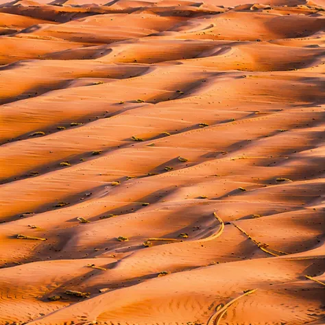 a vast landscape of a huge desert, in the foreground we have large and beautiful sand dunes, the sand is too fine, the colors of...