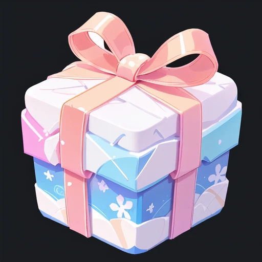 there is a small gift box，summer theme，waves，spray, ribbons，warm color，3d icons for mobile games, game assets, stylized game ico...