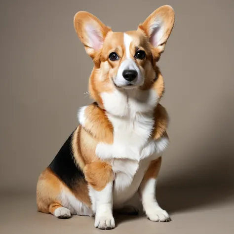 Pembroke Welsh Corgi、One、Facing forward and looking at the camera、sit down