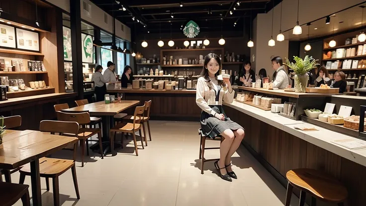 
((((((夜の暗いInside the Starbucks store))))))
(((((((The night view can be seen from the window)))))))
(((((Warm indirect lighting or candlelight)))))
((((((Inside a store with many people))))))

8K、RAW Photos、Highest quality、Super detailed、Super Resolution、...