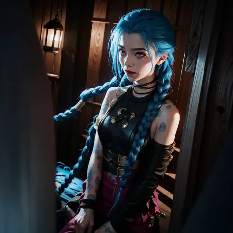 League of Legends Jinx in a foggy cabin