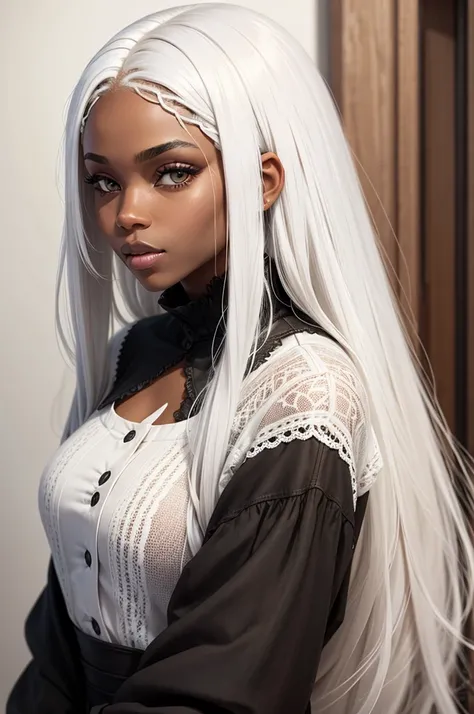 Black woman with natural white hair 