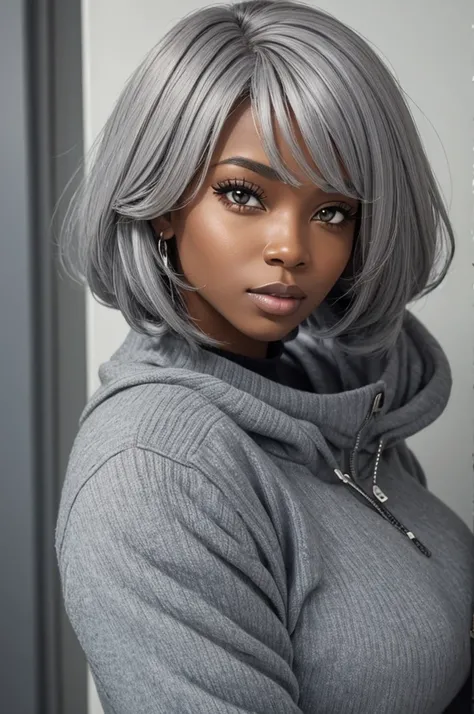 Black woman with grey hair 