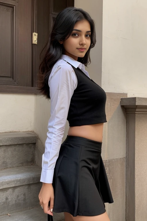 24y indian Beautiful and Cute girl wearing black Skirt 