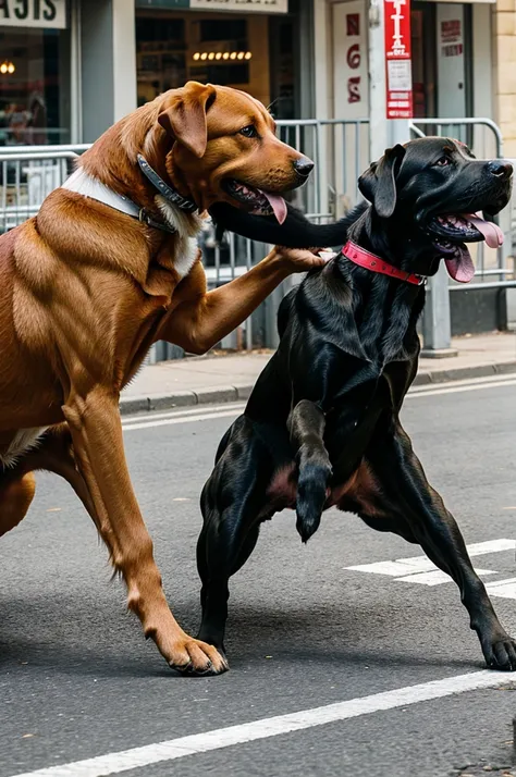 dog fighting in street