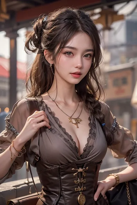 (masterpiece:1.3), (8K, Realistic, RAW Photos, Best image quality: 1.4), Japanese 、26 years old,(Random Hairstyles:1.2)、Cleavage:1.2、Highly detailed face、Attention to detail、double eyelid、Chest to chest、Sharp focus:1.2、Beautiful woman:1.4、Light brown hair、...