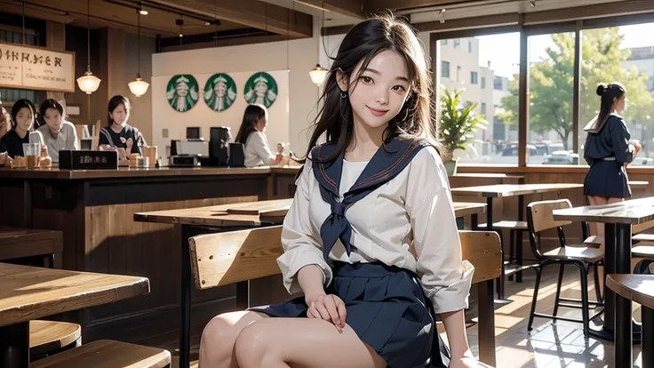 
((((Emphasize cleavage))))
8K、RAW Photos、Highest quality、Super detailed、Super Resolution、Ultra HD、8K壁紙、Amazing details

(((((((16-year-old high school girl、Sailor suit、mini skirt)))))))


(((((((Inside the Starbucks store、16-year-old high school girl)))))...