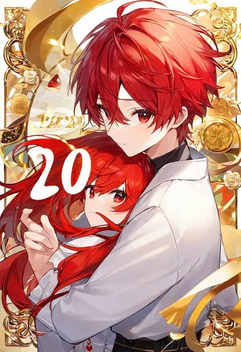 Has red hair、１０Year Boy、Large red eyes、I&#39;m in tears because I was scolded、Grab the bottom of your shirt、A little depressed、He has cat ears and a bushy tail、Wooden Flooring、Top view(Highest quality)(Ultra delicate)(Masterpiece)