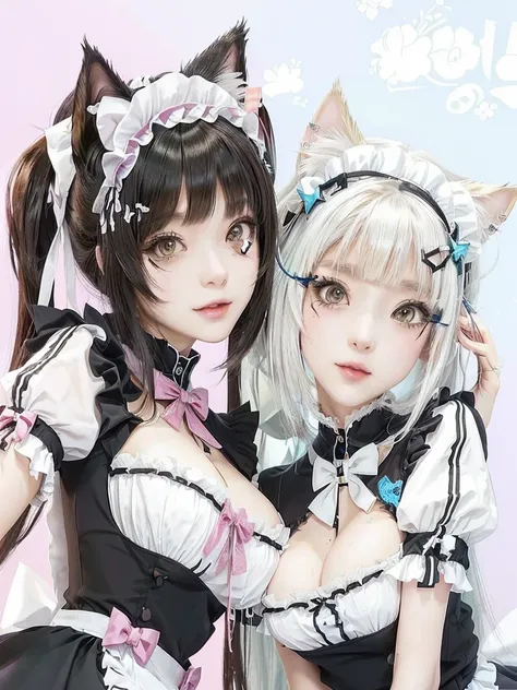 anime girl with cat ears and a cat tail, anime cat girl in a maid costume, anime maids riding early tanks, maid outfit, anime girl in a maid costume, characters from azur lane, nixeu and sakimichan, wlop and sakimichan, cosplay of a catboy! maid! dress, fr...