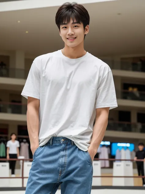 独奏: 1.5, (As a matter of fact, Masterpiece, 8k HD, good light quality, sportswear, fit the face, complicated details), A handsome Korean young man with muscular arms. , 20 years old, be happy, smile brightly, detailed face, delicate eyes, look at the sky, ...