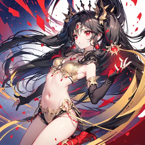 ((ishtar (fate), black hair, twintail, red eyes))　(((necklace, elbow gloves)))