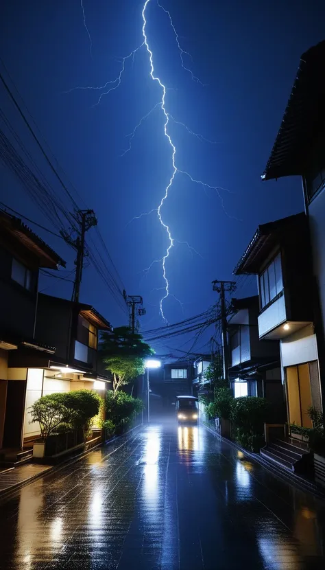 Rainy night sky、light rain、