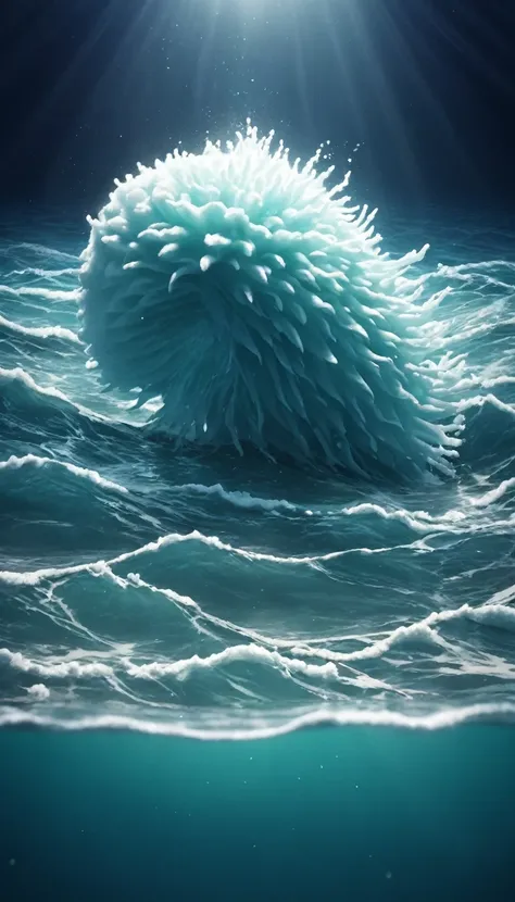 in the sea. cinema lighting. clean foam. sea creature，real