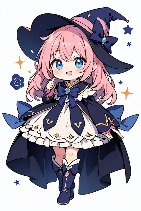 Pink hair and a blue hat、Anime Girls, Black Magician Girl, portrait of Magical girl, I also make fan art , Moe art style, Zerochan Art, Magical girl, Favorite character, Happiness Bravery Magic Cuteness, Lucy, Magical girl anime mahou shojo, whole body, bo...