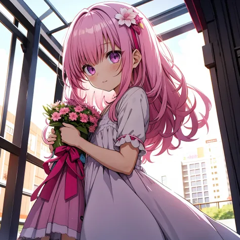 Momo Belia Deviluke has short pink hair and purple eyes. In the To LOVE-Ru manga, straightened her hair out She also has two small flowers on her hair. cute dress 