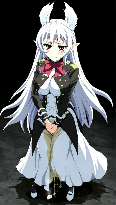 Anime. Owari no Seraph. 1 Girl. Dear . A vampire. Progenitor Clumsy. Silver hair. Wavy hair. Long hair. Red eyes. Beautiful eyes. Perfect eyes. Expressive eyes. Ideal face. Perfect body. Beautiful long ones. legs. Beautiful nose. 18 years. Big breasts. Sta...