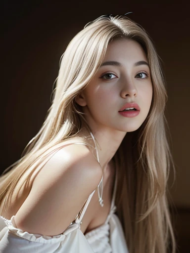 Highest quality，masterpiece，Ultra-high resolution，（realism：1.4），RAW Photos，Highest quality，masterpiece，Ultra-high resolution，（realism：1.4），RAW Photos，1 Girl，Long white hair，Facial highlights，Pure，woman&#39;s，Flushing，18-year-old，18-year-oldの女子クラスメイトが微笑んだ.，...