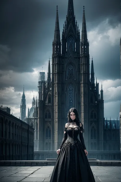 Fictional city with gothic art 