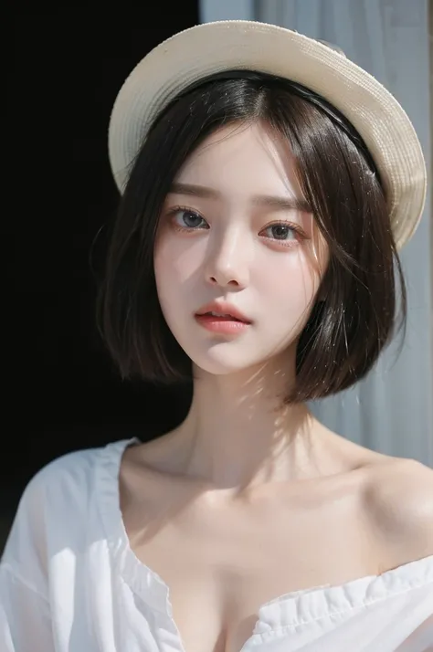 ((Highest quality, 8K, masterpiece :1.3))、Approachable、Face only、Buzzworthy faces on TikTok、 Highly detailed face and skin texture、Cute、White Skin、With bangs