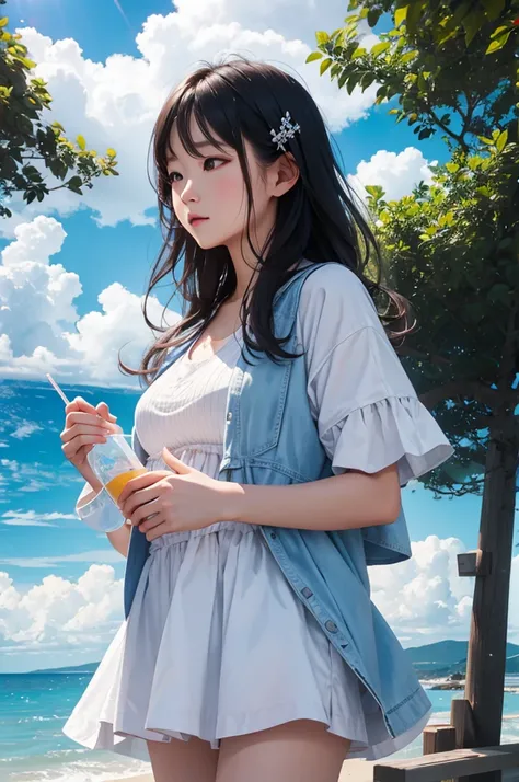 (Highest quality), (8K), (Highest quality), (live-action), (Realistic photos), summer、summerを感じる物、summerを感じる風景, blue sky, Rainbow and sunshine shining.16K, Ultra-high resolution, Shining in rainbow colors、to be born,wonderful ,future、Iridescent、The world 3...