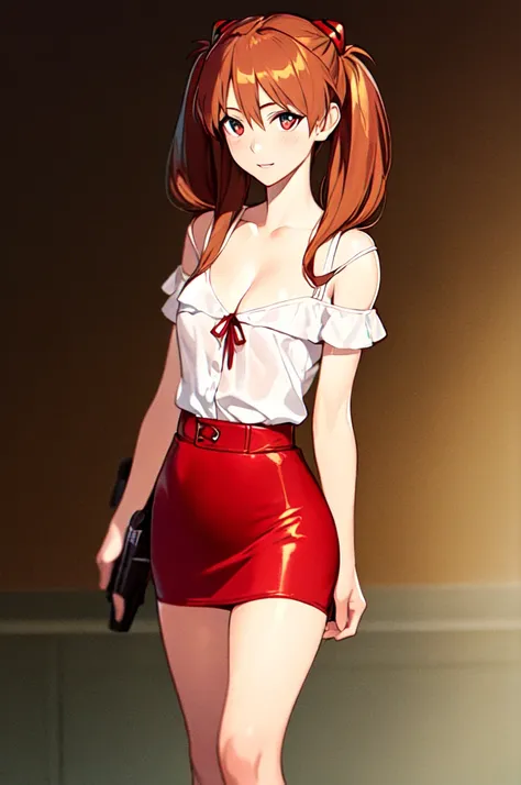 {{{{Neon Genesis Evangelion, Asuka Langley:1.9}}}}, ((Battle Scenes)), (Rifle in one hand),8k, Best Quality, Super detailed, It is high resolution., Highly detailed CG, Clear, Best aesthetic, Great shading, (Photorealistic:1.3), High contrast, Ultra-thin i...