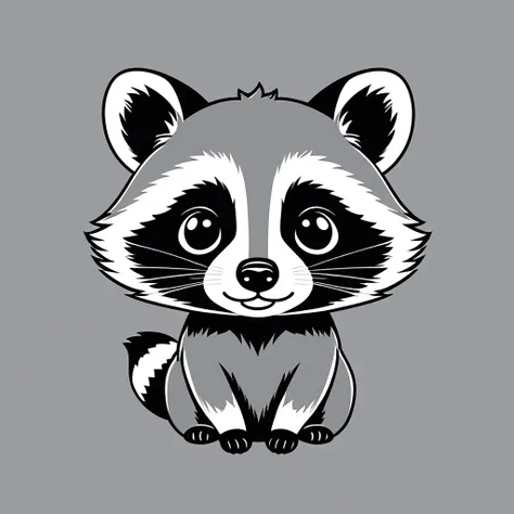 cute raccoon, illustration, vector graphics, strong contours