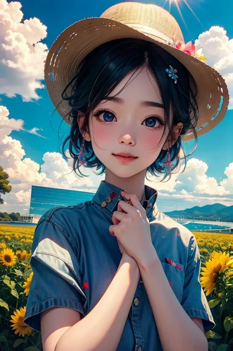 (Highest quality), (8K), (Highest quality), (live-action), (Realistic photos), summer、summerを感じる物、summerを感じる風景, watermelon、blue sky, Rainbow and sunshine shining.16K, Ultra-high resolution, Shining in rainbow colors、to be born,wonderful ,future、Iridescent、...