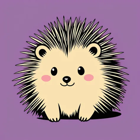 cute porcupine, illustration, vector graphics, strong contours