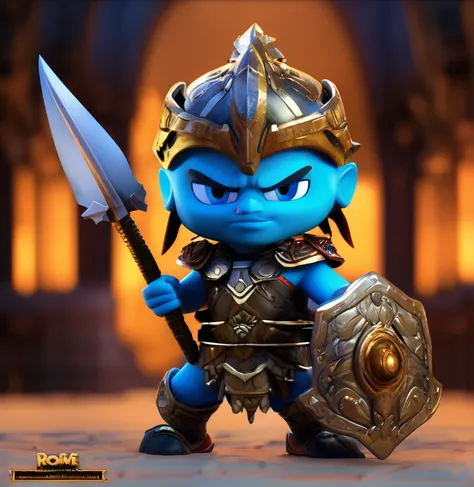 (best quality, masterpiece:1.6), 3d cartoon, cute cartoon,disney cartoon,(masterpiece, best quality), myssterious (brutal warrior) intricate armor, intricate weapon, dark tones palette, battlefield in background::4 militant pose :: portrait::-2 rage, anger...