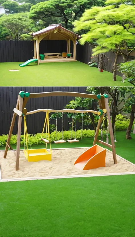 garden、Swing、Sandbox、