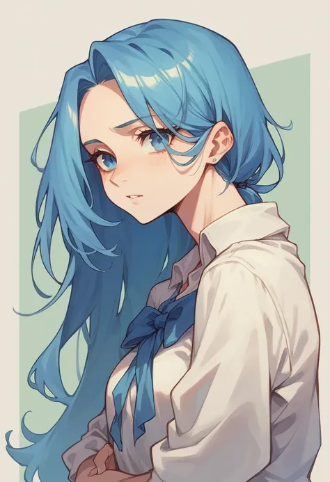 create one with long blue hair,and light blue eyes