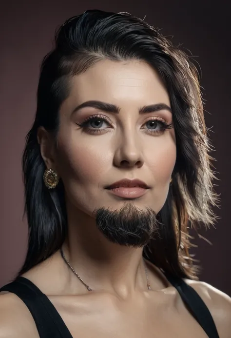 bearded woman with mullet cut