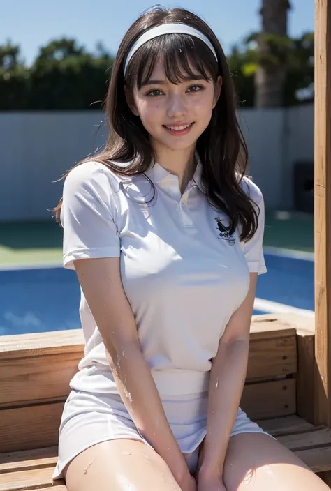 (((pull own uniform:1.9))),(((pull own uniform:1.9))),(((neat woman,sitting down on the bench))),(((kind smile:1.8,kind smile,blush:1.8,blush,deep cheek:1.8,deep cheek:1.8))),(cinematic lighting), (Photo real:1.4)、(A hyper-realistic:1.4)、(Photorealistic:1....