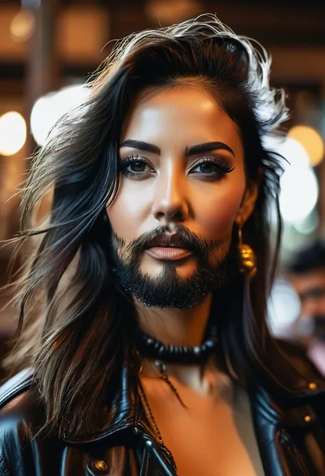 bearded woman with mullet cut