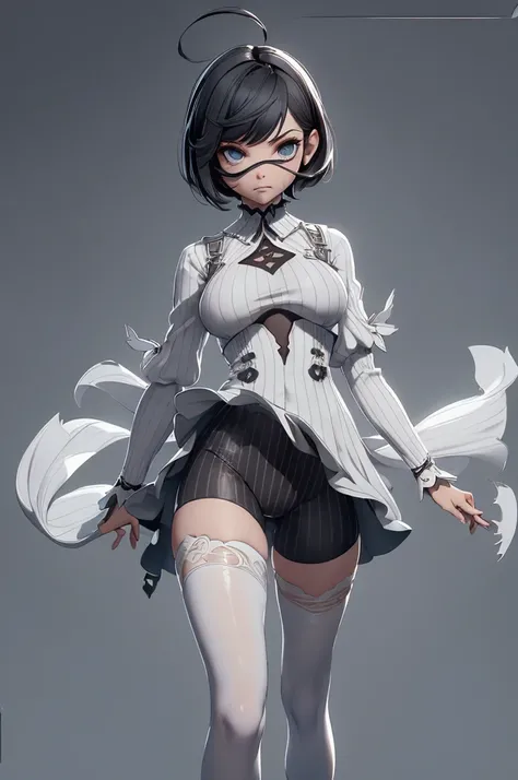 Mini Nier Automata, (Nier Automata), solo, ray tracing, 3D style, 3DMM, ((oses per photo)), ((oses ouch cada foto)), fully body,(Front view),(Costas Issue), (Emist on the left), show flat belly, (((oses per photo))),(very big breastsperfect ass, perfect an...