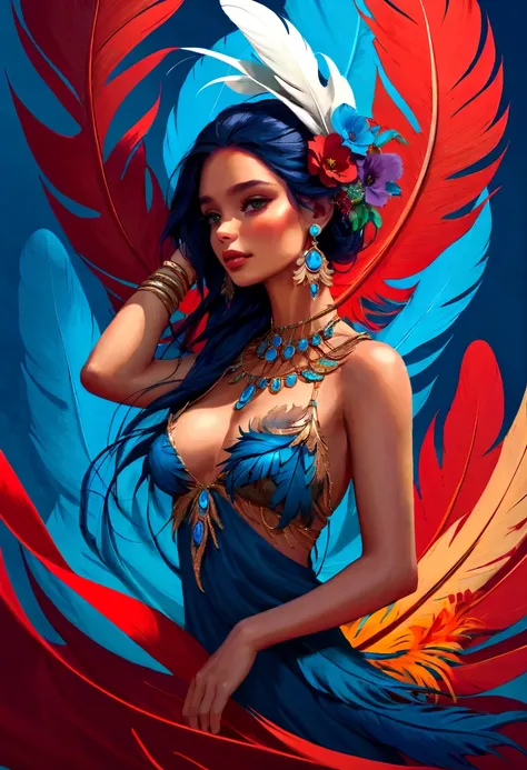 (masterpiece, Top quality, best quality, Official Art, beautiful and aesthetic:1.2), (1 Girl:1.3), Extremely detailed,(Fractal Art:1.1),(rich and colorful:1.1)(Flowers:1.3),The most detailed,(tangled:1.2), (Dynamic poses), (Blue Background:1.3), (Glowing s...