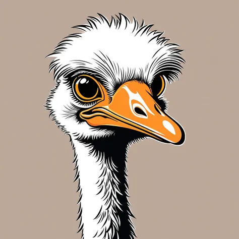 cute ostrich, illustration, vector graphics, strong contours
