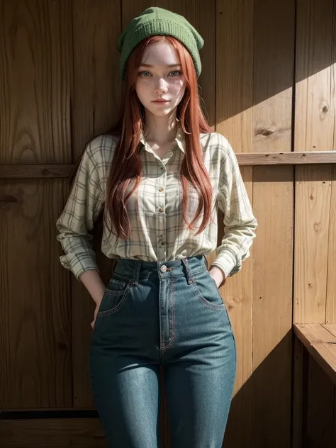 Wendy is a tall teenager for her age, thin and attractive with a smug expression on her face. She has green eyes and fair skin and some freckles on her face. Wendy has long red hair that reaches her hips, she is always wearing a green plaid blouse, dark bl...