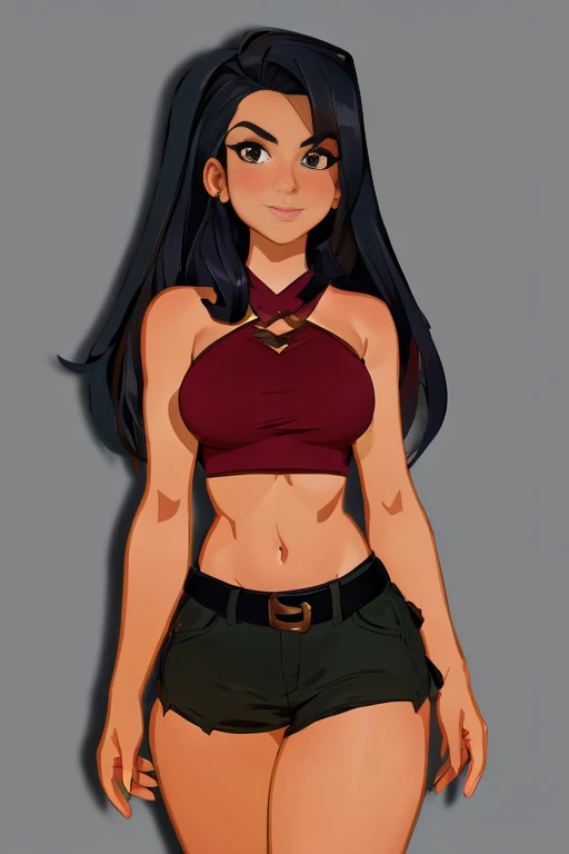 a cartoon of a woman with a very large chest and a very large chest, cartoon art style, cel - shaded art style, urban girl fanart, valkyrie style character, unrealistic character concept, full body portrait of a short one!, Enchanted Sexy Look, digital art...