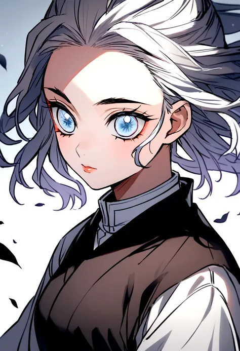 Kimetsu no Yaiba,woman, white hair, light blue eyes 