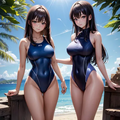 (4K,masterpiece,Highest quality),Browsing Caution,(Buckshot),Medium Shot,Outdoor,No items,No objection,Bobcut,Long Hair,Brown Hair,Detailed face,A light smile,shy,no nostrils,(Two Japanese women standing side by side),(Age 35):1.2,Slender body,Detailed ski...