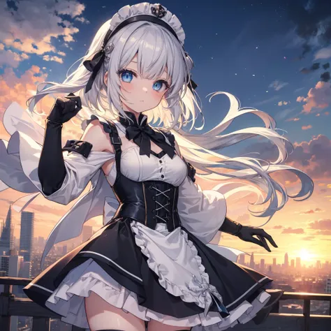 Illustration of one person, Dengeki Bunko, Woman Looking Back, Perfect Human Medicine, Woman keeps falling, {{{{{Maid clothes}}}}},Small Tits,anime, Two legs, Cool,{{{{{50 year old woman}}}}} ,{{{{{a person is depicted}}}}},(Official Art、{{{{{Upper Bodyアング...