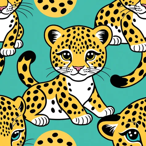 cute leopard, illustration, vector graphics, strong contours
